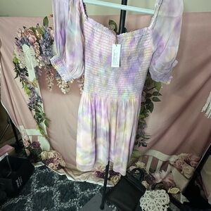 Velvet by Graham & Spencer Women's Estella Dress Pastel Puff Sleeve NWT Size XS